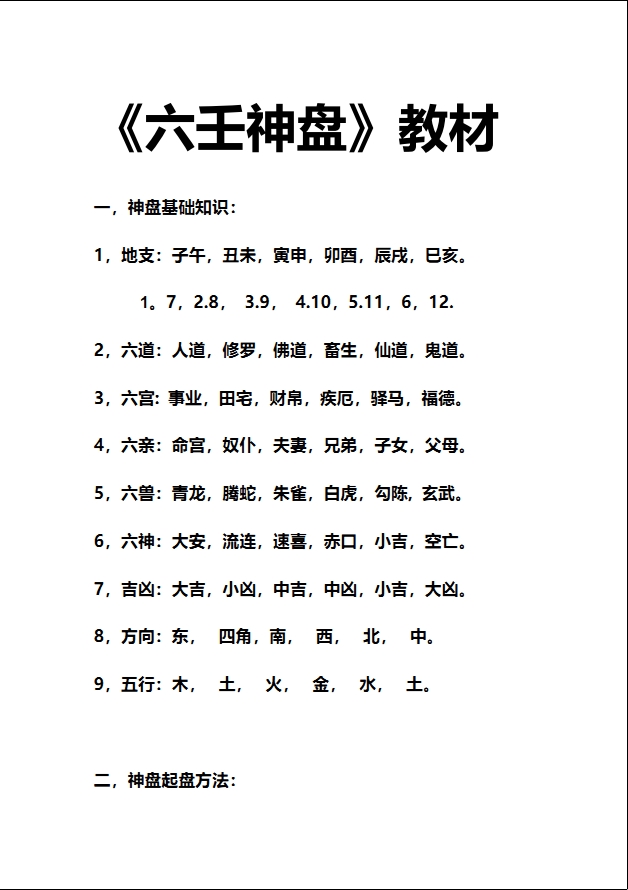 民间实战预测绝技《六壬神盘教材》电子版