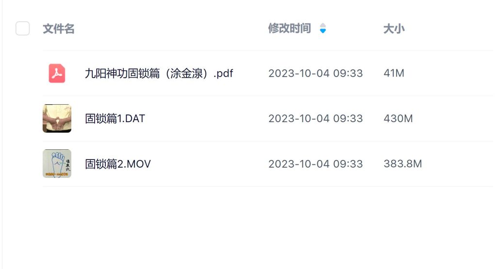涂金湶九阳神功固锁篇视频加文档电子版
